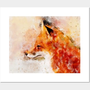 Red Fox Watercolor Portrait 03 Posters and Art